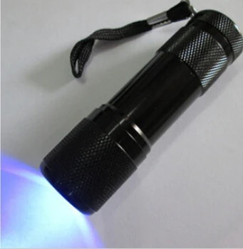 200pcs/lot 9 LED Blacklight Aluminija Baklo na Prostem UV LED Svetilka Denarja Preverjanje UV Detektor za Hišne živali Pes Mačka Madeže Urina