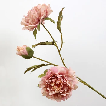 1PC Potonike Umetno Cvetje 3-Glave Belo Rožnate Svile Šopek Ponaredek Cvet DIY Poročno Dekoracijo Doma Peony Dekor Venca Vrt