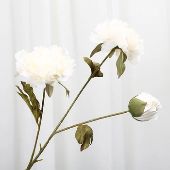 1PC Potonike Umetno Cvetje 3-Glave Belo Rožnate Svile Šopek Ponaredek Cvet DIY Poročno Dekoracijo Doma Peony Dekor Venca Vrt