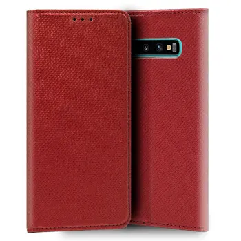 Kul®-Samsung G 975 Galaxy S10 Plus Pokrovček primeru gladke rdeče-knjigo Kritje stojalo