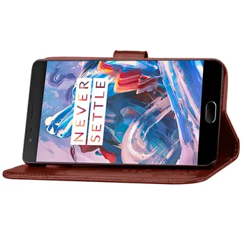 OnePlus3 Emboss Usnjena torbica za OnePlus tri 3 Flip Pokrov Stojala Card Reža Denarnice Primerih black Zajema En Plus 3