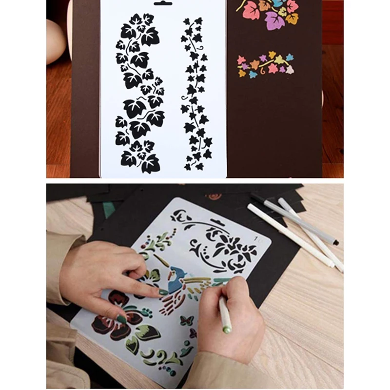 10Pcs Risba, Slikarstvo Matrice Obsega Predlogo Nastavite 8.3 X za 11,7 palca, Plastične Oblike Album Matrice Grafične Matrice za Otroka