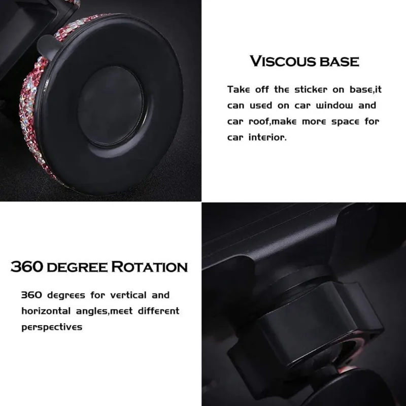 360-Stopinjski brezžični Telefon Nosilec Za Avto armaturne plošče Auto Windows Zraka Vent z DIY Kristalno Diamant Tip Universal Kristalno Nosilec