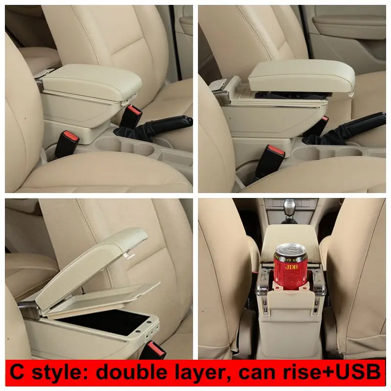 Armrest polje Za Perodua Myvi Mk2 2017-2018 USB Polnjenje povečujejo Dvojno plast centralno Shranjevanje vsebine držalo pepelnik accessori