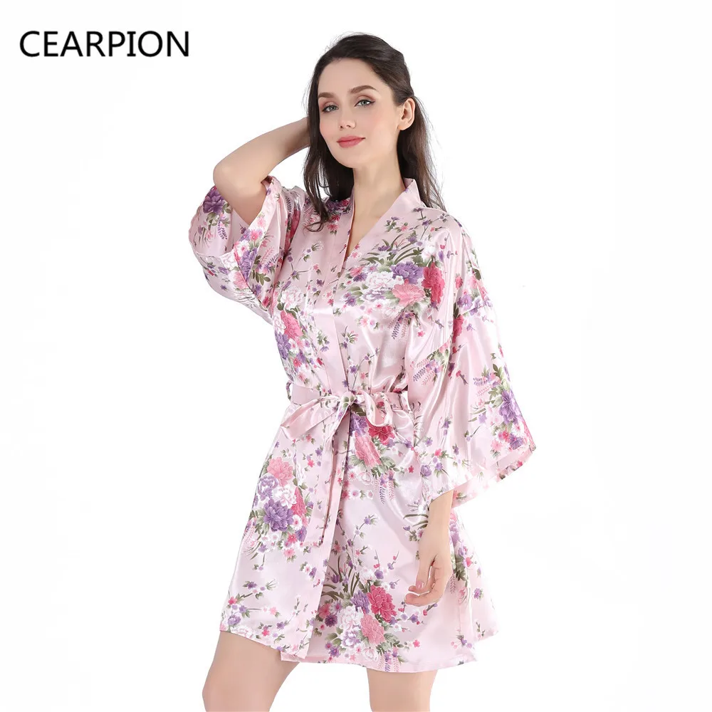 CEARPION Družico Haljo Kimono Night Obleke Nevesta Sleepwear Tiskanja Cvet More Poroko Seksi Perilo Plus Velikost Stranka Jutranje