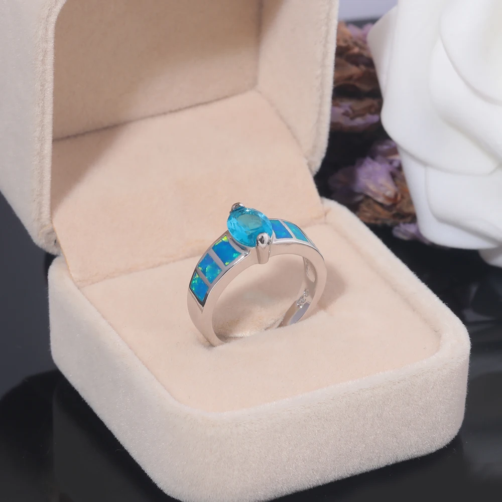 CiNily Ustvarili Blue Fire Opal Modra Cirkon Silver Plated Trgovina za Ženske, Nakit Prstan Velikost 6 7 8 9 OJ8137