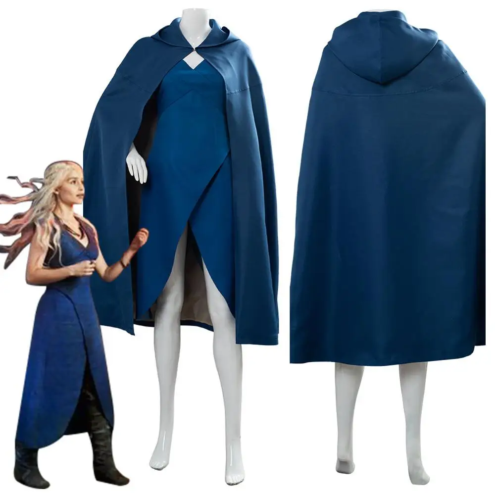DOBIL Sezona 3 Daenerys Targaryen Cosplay Kostum Obleko, Plašč, Celoten Sklop Halloween Pustni Kostum Za Odrasle Ženske