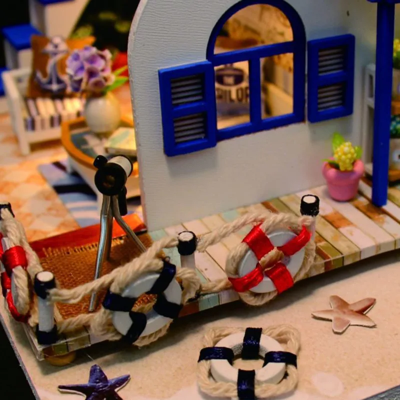 Leseno Ročno Lutko Hiše DIY Lutke Miniaturni Lutka Hiša Pohištvo Komplet Casa Glasbe Led Igrače Za Otroke, Darilo za Rojstni dan A8B