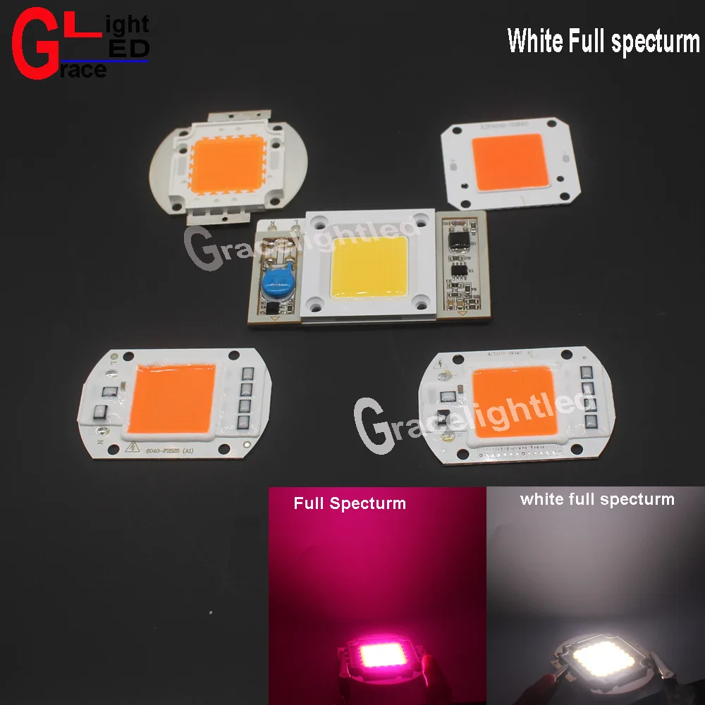 Novih 50 W 50 W High Power White Polno specturm 400-840nm 12V 32V 110V 220V LED Noge čip za Rast Rastlin svetlobe DIY 1pcs