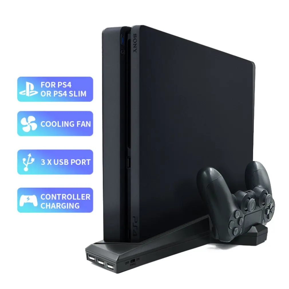 Za PS4/PS4 Slim/ps4 Pro Navpično Stojalo z Hladilni Ventilator Dual Controller Polnilnik polnilno Postajo za SONY Playstation 4, Hladilnik
