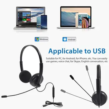 Žične Slušalke Lahke Udobno USB Računalnik Heaphone Slušalke Z Mikrofonom Za Spletne Izkušnje Konferenca