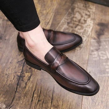 Men ' s Business Casual Čevlji za Moške Usnje Angliji Moški Čevlji Jeseni Dihanje Moda stopil Čevlji