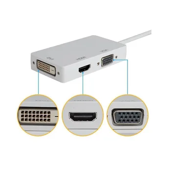 Tri-v-enem Mini Display Port na DVI VGA Hdmi Tv Av Hdtv Adapter Kabel za MacBook/Imac/MacBook Air LHB99