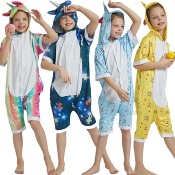 Novo Kigurumi Pižamo Samorog Za Otroke Baby Dekleta Pižame Poletje Panda Sleepwear Licorne Onesie Otroci Romper Jumpsuit Pijamas