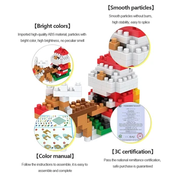 Božič Santa Claus Gradnik Igrača Snežaka Mini gradniki otroška Igrača Božično Darilo Model Mini Micro Bloki