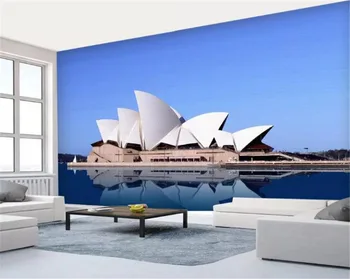 Po meri Zidana 3D Ozadje Velikih Sydney Opera House pokrajino, Dnevna Soba, Spalnica Ozadju Dekoracijo Sten Zidana Ozadje