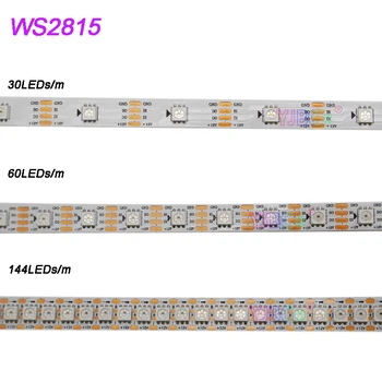 DC12V 1m/2m /5m WS2815 RGB LED Trakovi Posamezno Naslovljive Dual-Signal 30/60/144 slikovnih Pik/m WS2812B WS2813 Posodobljene Žarnico, Trak