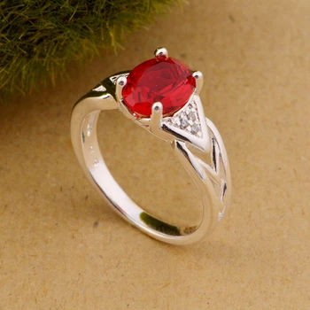 Klasična rdeča cirkon Ovalne Trgovini 925 nakit silver plated obroč ,modni nakit Prstan za Ženske, /URIIHMXZ FEPQDSZC