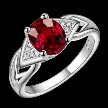 Klasična rdeča cirkon Ovalne Trgovini 925 nakit silver plated obroč ,modni nakit Prstan za Ženske, /URIIHMXZ FEPQDSZC