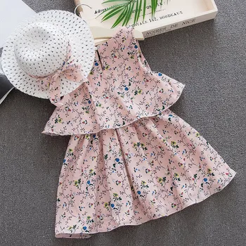 Poletje obleko Baby Toddler Otroci, Dekleta brez Rokavov Cvetje Princesa Obleke Lok Pokrivalo Obleke oblačila cvet mini obleka Novo 2020