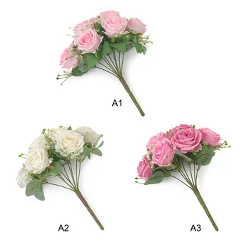 1 Snop Ponaredek Rastline Umetne Vrtnice Cvetovi Svile Rose Cvet Šopek Dom Dekoracija Dodatna Oprema Svate Album
