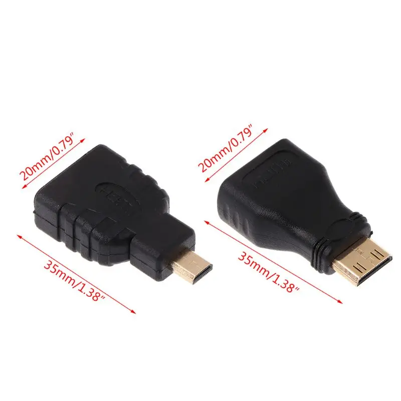 1080P HDMI Mikro HDMI/Mini HDMI Pretvornik Zlato Oklopljen Standard HD Ženski Podaljšanje Adapter, Priključek za Video TV Xbox Dostop