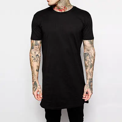 2017 moška T-Shirt Veliko Dolgo Podaljša Priložnostne Modni T-Shirt Osnovne Posadke Vratu Hip Hop Majice
