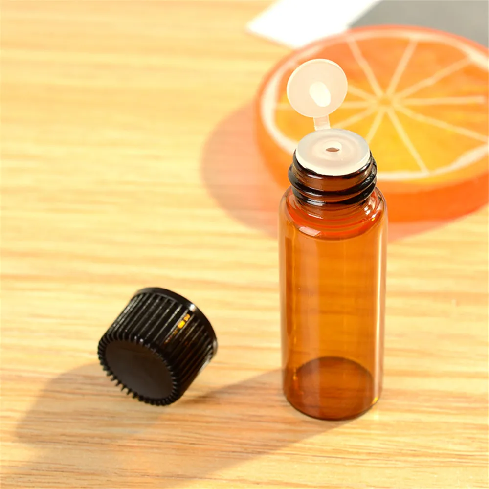 5pcs 1ml/2ml/3ml/5ml Dram Oranžna Stekla Eterično Olje, Steklenica Tanke Steklene Majhne Rjave Parfum Olje Vial Testni Vzorec Steklenico