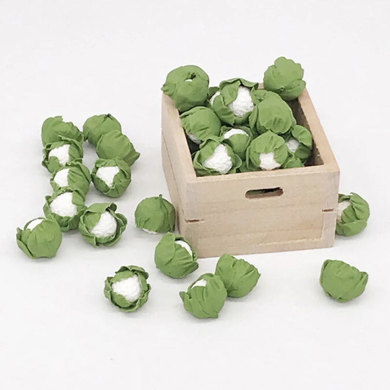 5Pcs Mini Smolo Realne Ročno Gline Zelenjave Lutke Miniature Kitajskega Zelja, Cvetače Za Doll House Kuhinja