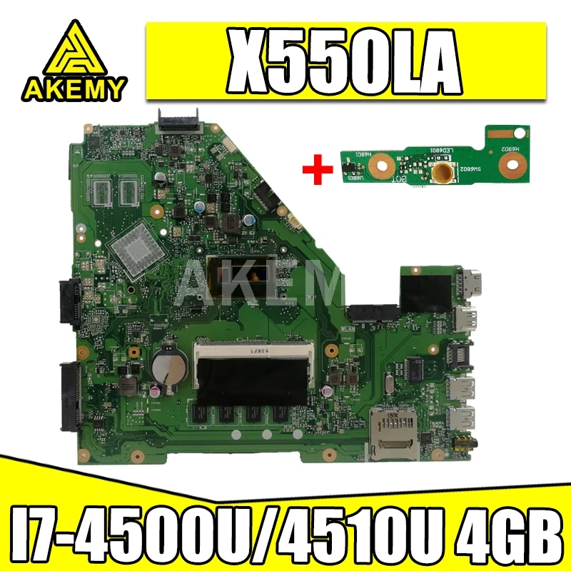 Akemy Za ASUS X550LA X550LD X550LC Y581L A550L R510L Y583L prenosni računalnik z matično ploščo preizkušen dela original I7-4500/4510U 4GB RAM