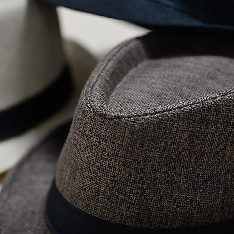 Jazz klobuk sun pokrivalo moški par modelov bombaž in lan tkanine, barva majhen vrh klobuk Britanski sun pokrivalo