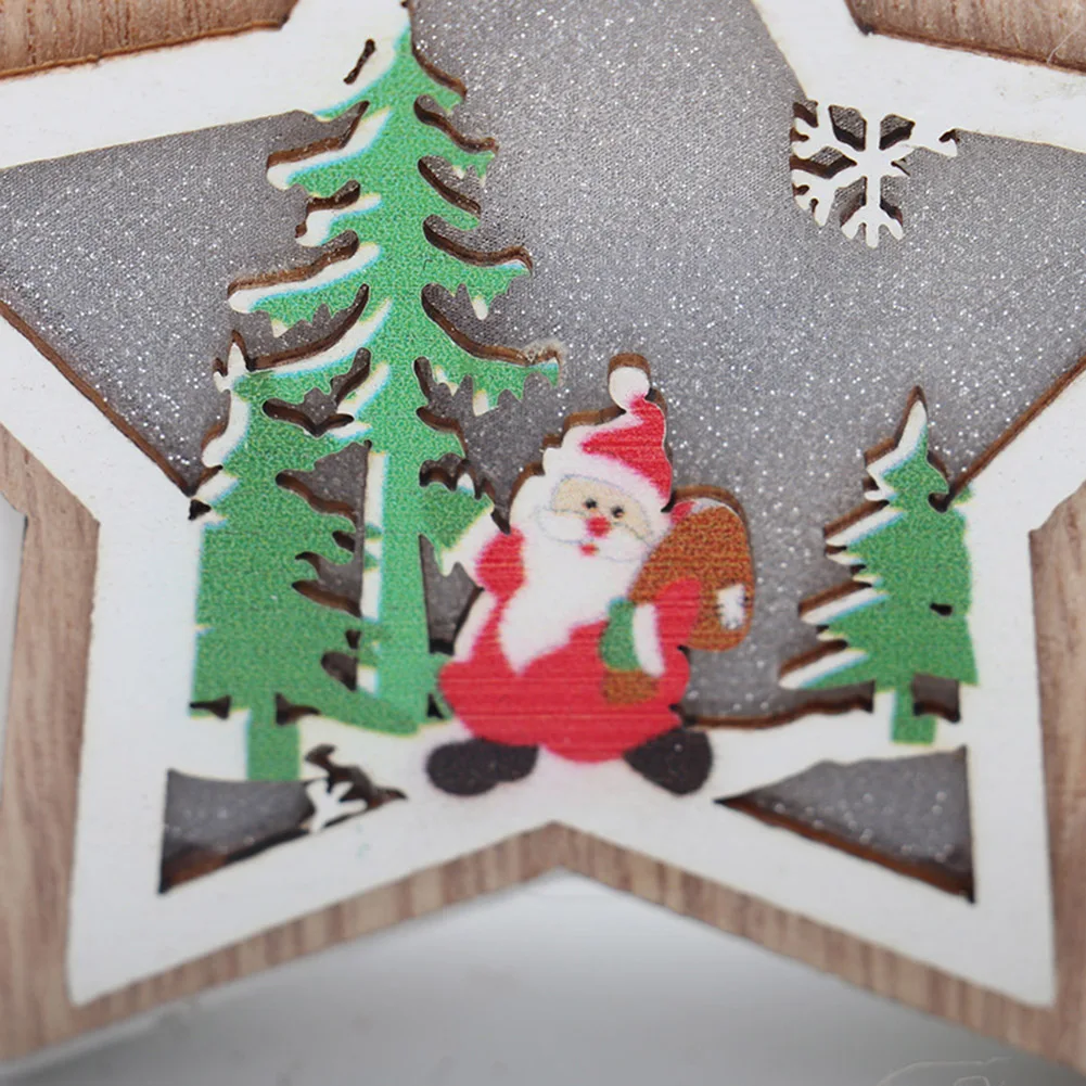 N Božič Lesene Svetlobna Obeski Zvonovi Santa Claus Snežaka Elk Božično Drevo Okraski, Dodatki Za Dom Stranka SMD66