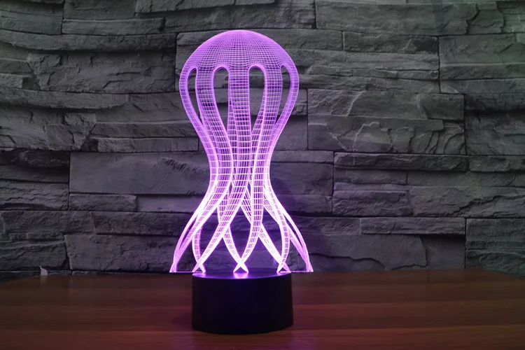 Najnovejše 3D Meduze Desk Tabela Noč Svetlobe Oddaljenih Led Božično Razsvetljavo Živali, Rib 3D Iluzije Lučka Za Rojstni dan Darilo