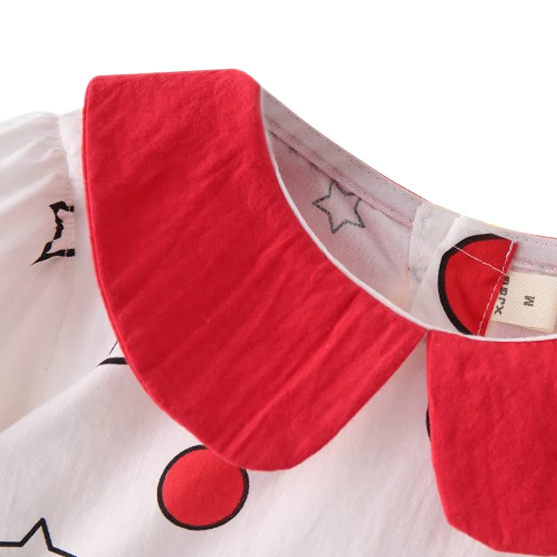 Otroška Oblačila Obleko Pomlad Jesen Pika Pet-poin Bombažno Majico Lutka Ovratnik Tanko Dolgo Sleeved Majica Baby Girl Obleke Obleke