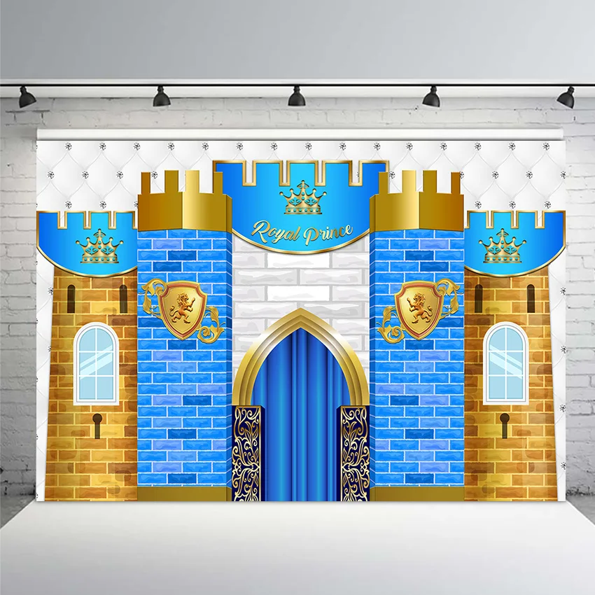 Royal Prince Modra Grad, 1. Rojstni dan Fotografija Ozadje Fant Prvi Rojstni dan Baby Tuš Stranka Dekoracijo Banner Kulise