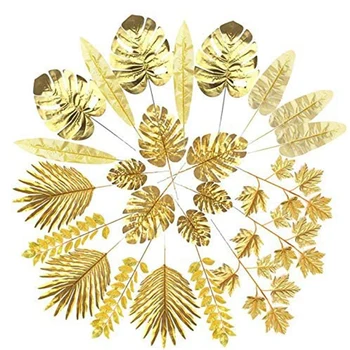 24Pcs Umetno Listje Zlato Palmovih Listov Zlati Tropske Rastline, Palmovi Listi za Poroko Domov DIY Okraski Dobave