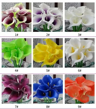 200Pcs/veliko, Pravi Dotik Dekorativni Umetno Cvetje Calla lily Poročni Šopek Umetnih Poročni Šopek Stranka Dobave 33 color