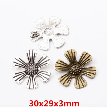 10pcs cvet Letnik cinkove zlitine, kovinski obesek čarobne gumbe za diy nakit, izdelava 5574