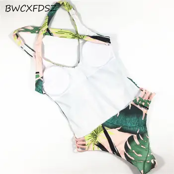 BWCXFDSZ Nove Kopalke enodelne Ženske Kopalke Monokini Tiskanja Plavanje kopalke Ženske Backless Bodysuit Plaži Plavati Obrabe