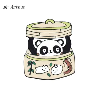 Panda Jar Emajl Pin Kitajski Nacionalni Zaklad značko Broška Nahrbtnik, Oblačila River Srčkan Živali Nakit Darilo za Prijatelje Otroci