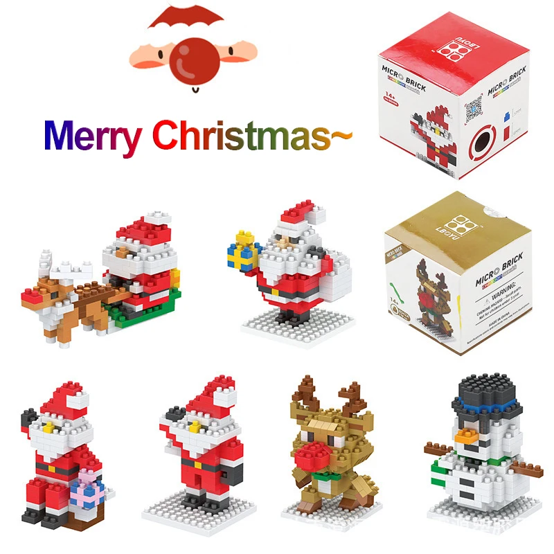 Božič Santa Claus Gradnik Igrača Snežaka Mini gradniki otroška Igrača Božično Darilo Model Mini Micro Bloki