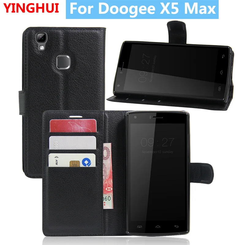Doogee X5 Max Flip Usnjena torbica za Doogee X5 Max Knjiga Slog Denarnice Kartico v Režo za Stojalo Flip Zaščitna Telefon Lupini Primeru Zajema