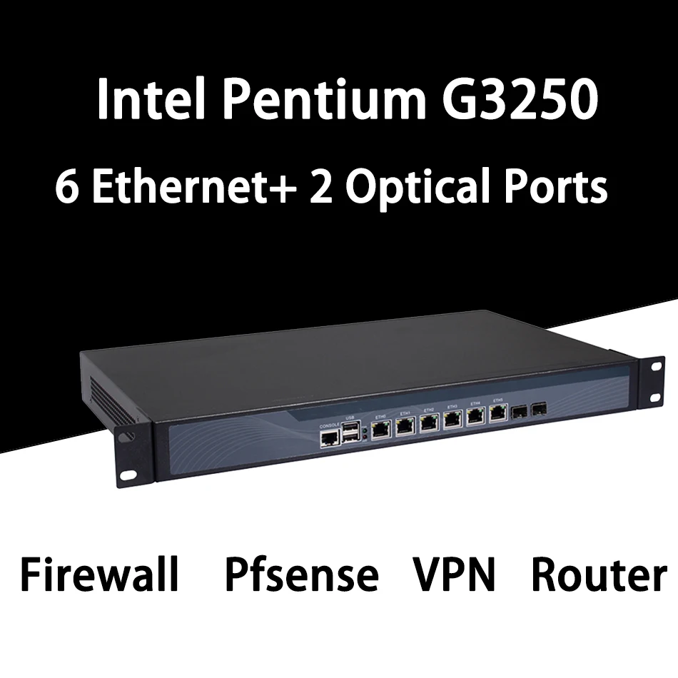 Požarni zid Mikrotik Pfsense Omrežje VPN Security Naprave Usmerjevalnik PC Intel Pentium G3250,[HUNSN SA17R],(6LAN/2USB/1COM/1VGA)