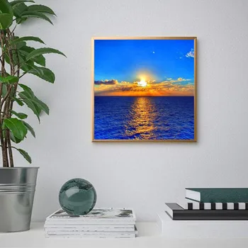 DIY Diamond Slikarstvo Jezeru, Polnem Krogu Kvadratnih Krajine Diamond Vezenje Obmorskih Zahod, Slika Nosorogovo Sunrise Wall Art
