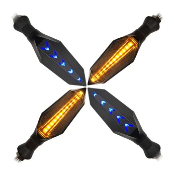 1 Par Motocikel Spremenjen LED Dual-barva Plinovod Krmiljenje Kazalnik Signalna luč