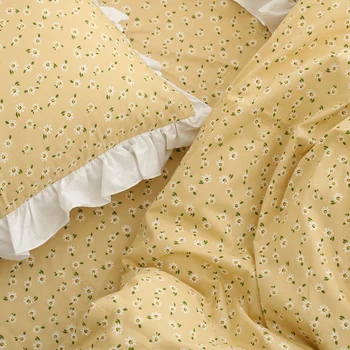 Bombažna posteljnina nabor rumena čipke veliko zakonsko posteljo nežno, ljubko dekle soba dekoracijo rjuhe kritje stanja komplet opremljena stanja