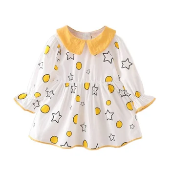 Otroška Oblačila Obleko Pomlad Jesen Pika Pet-poin Bombažno Majico Lutka Ovratnik Tanko Dolgo Sleeved Majica Baby Girl Obleke Obleke