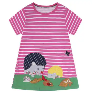 Nov Baby Dekleta Oblačenja Prugasta Princesa Obleko Otroci Oblačila blagovne Znamke Poletje Živali Aplicirano Otroci Obleke za Dekleta