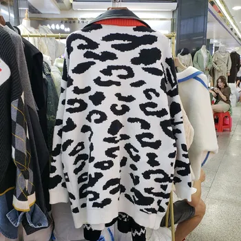 Usnjena Jakna Modni Trend Leopard Plašč Oversize Ženske Zadrgo Vrhnja Oblačila 2020 Jeseni Ponaredek Dve Modni Velikosti Plesti