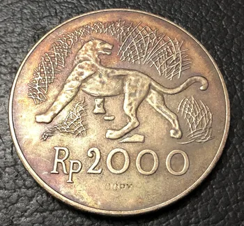 1974 Indonezija 2000 Rupiah Javan Tiger Silver Plated Kopija Kovanca